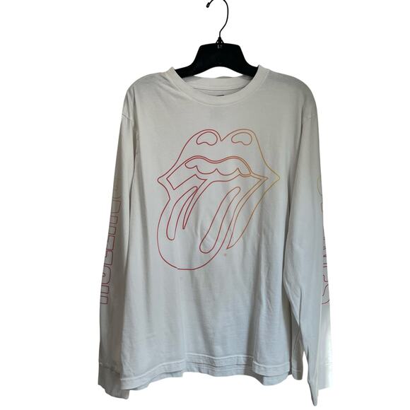 Tailgate Rolling Stones Graphic Long Sleeve Tee Size L White Band Shirt - Picture 1 of 5